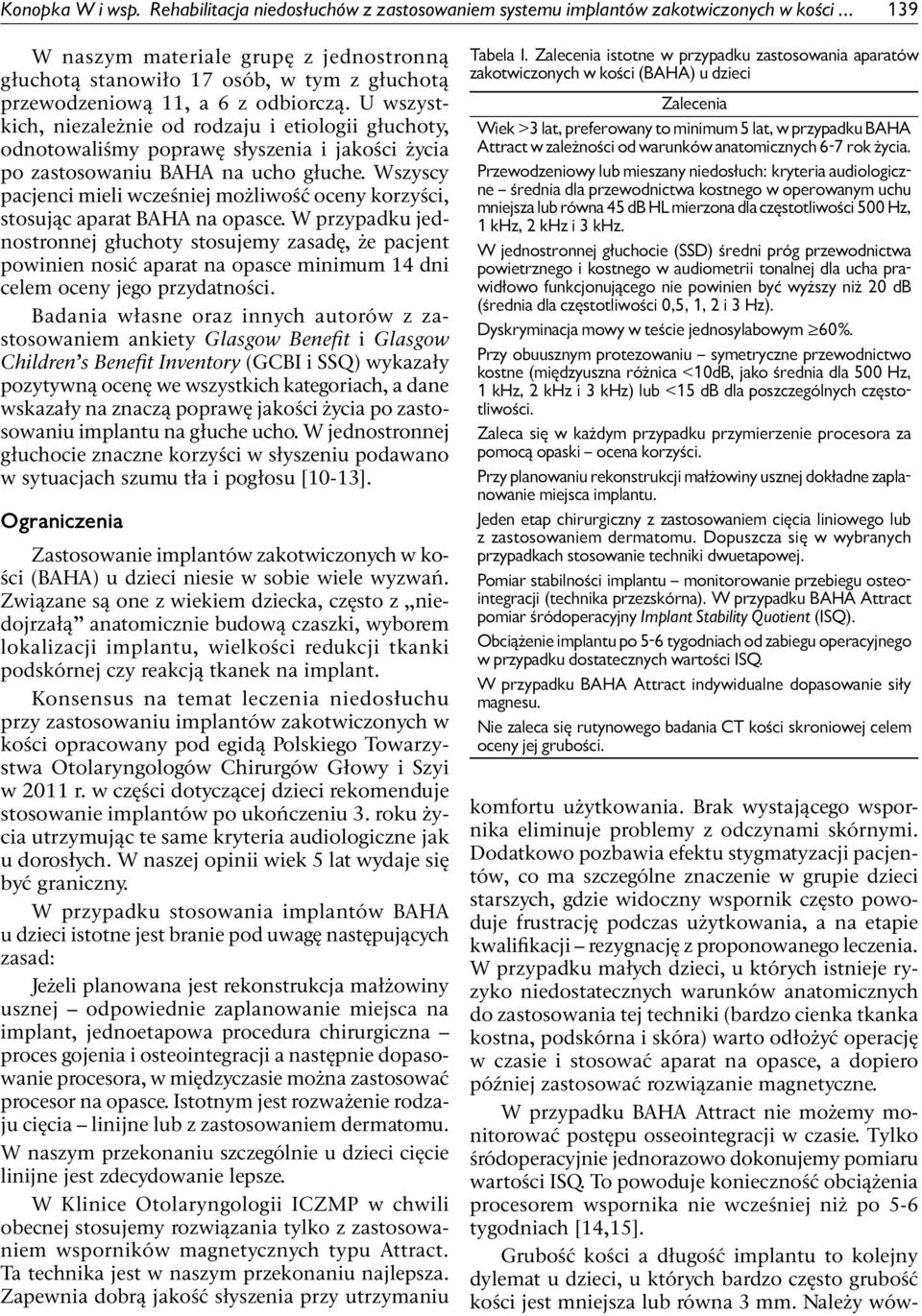 U wszystkich, niezależnie od rodzaju i etiologii głuchoty, odnotowaliśmy poprawę słyszenia i jakości życia po zastosowaniu BAHA na ucho głuche.