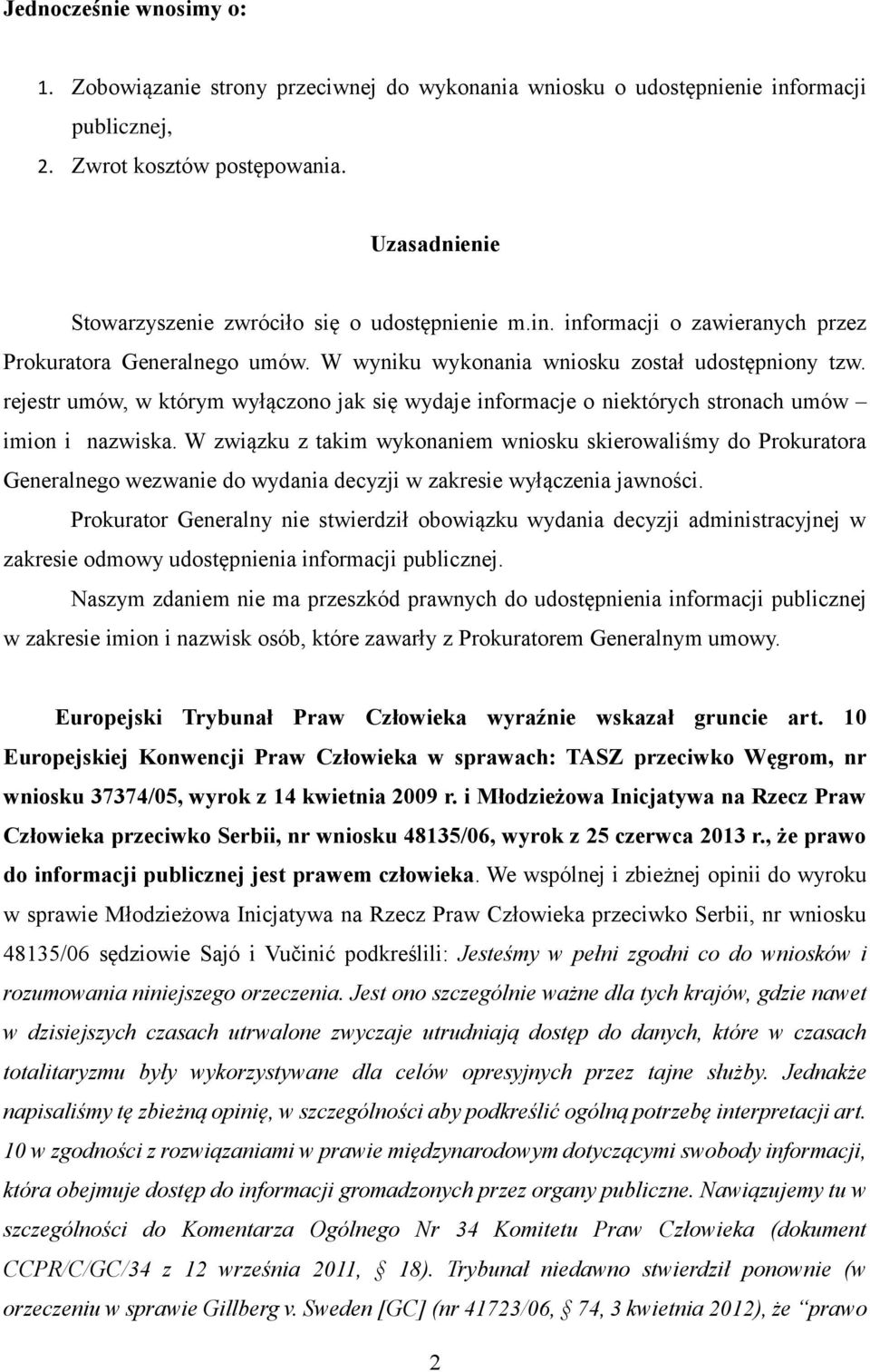 rejestr umów, w którym wyłączono jak się wydaje informacje o niektórych stronach umów imion i nazwiska.