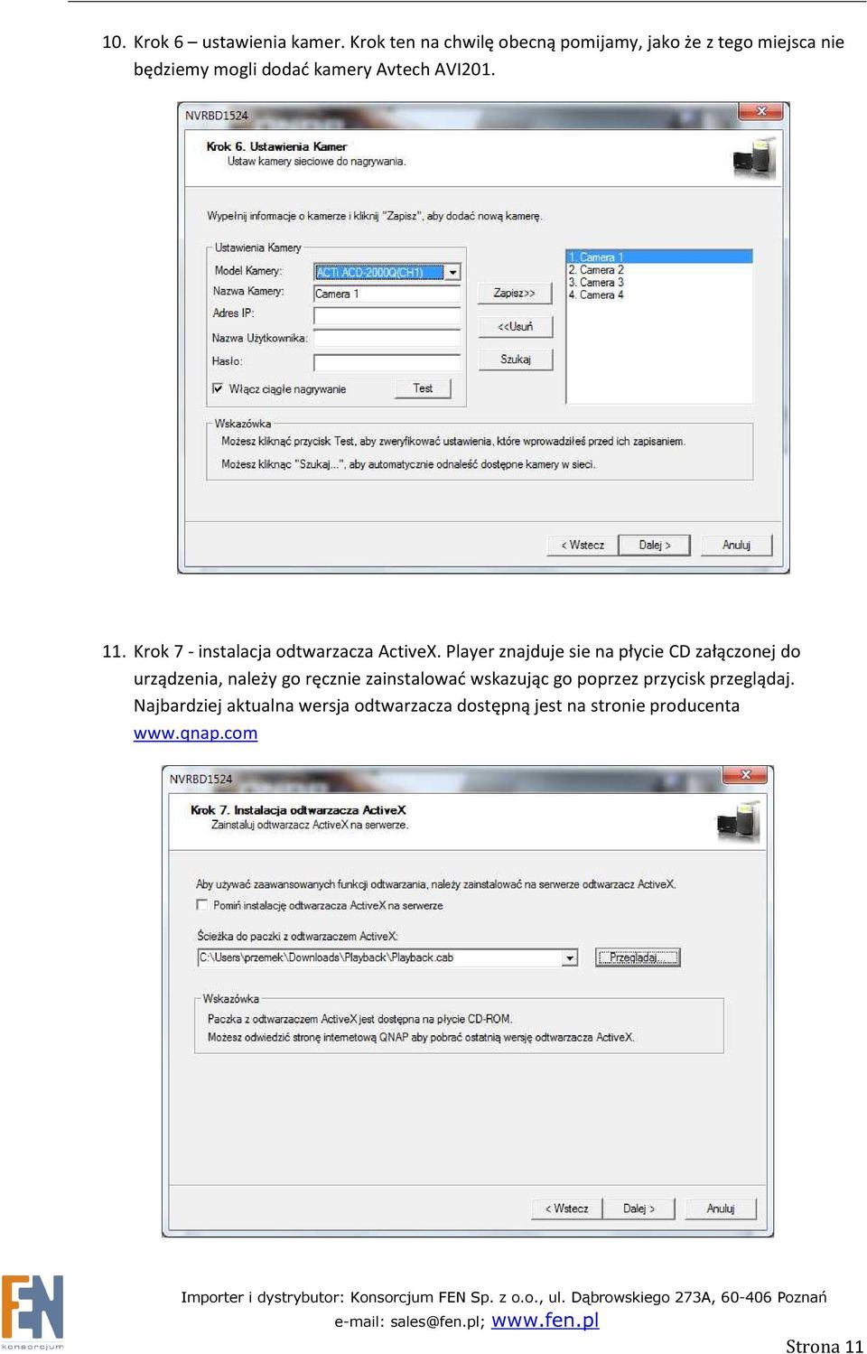 AVI201. 11. Krok 7 - instalacja odtwarzacza ActiveX.