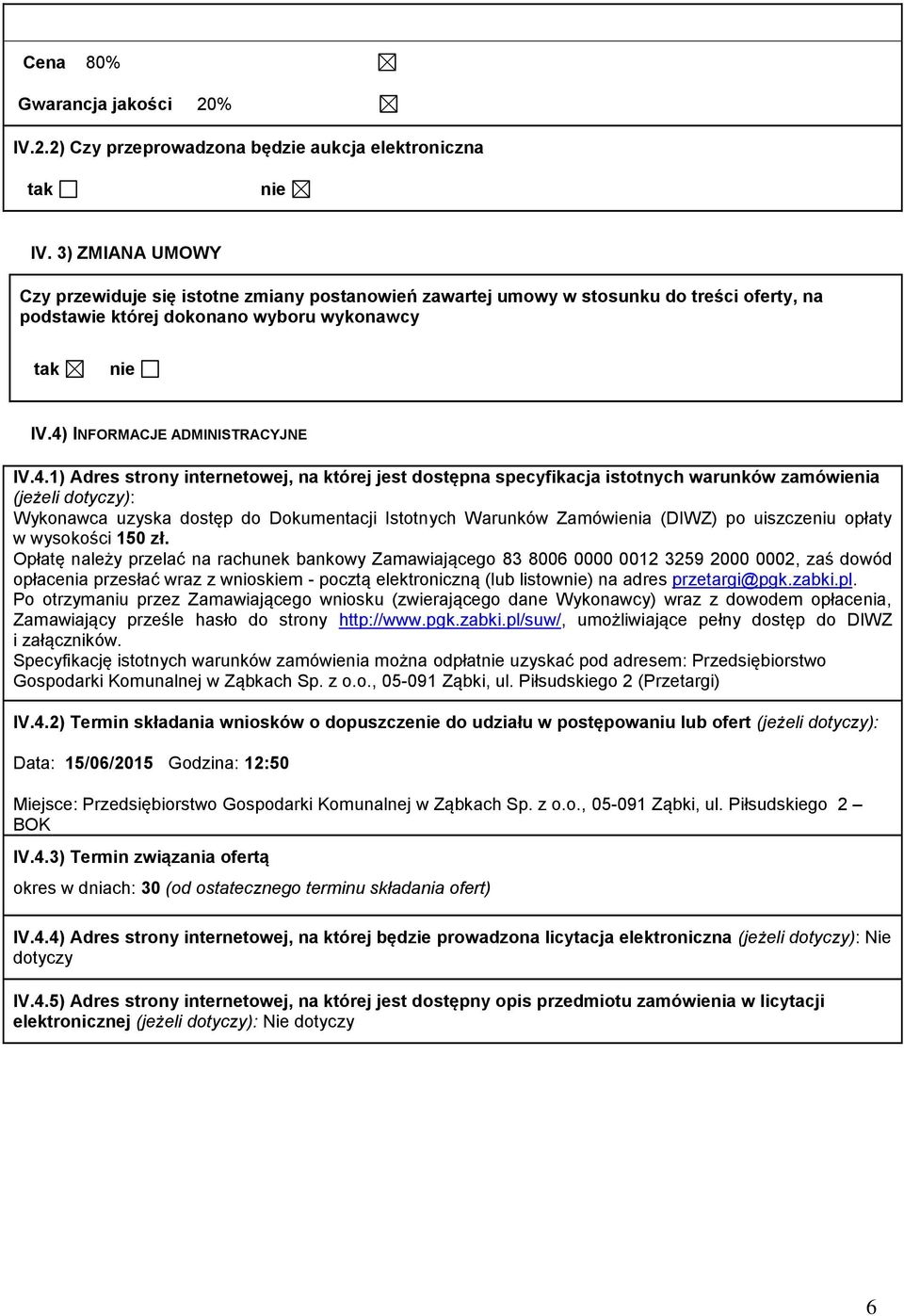 INFORMACJE ADMINISTRACYJNE IV.4.