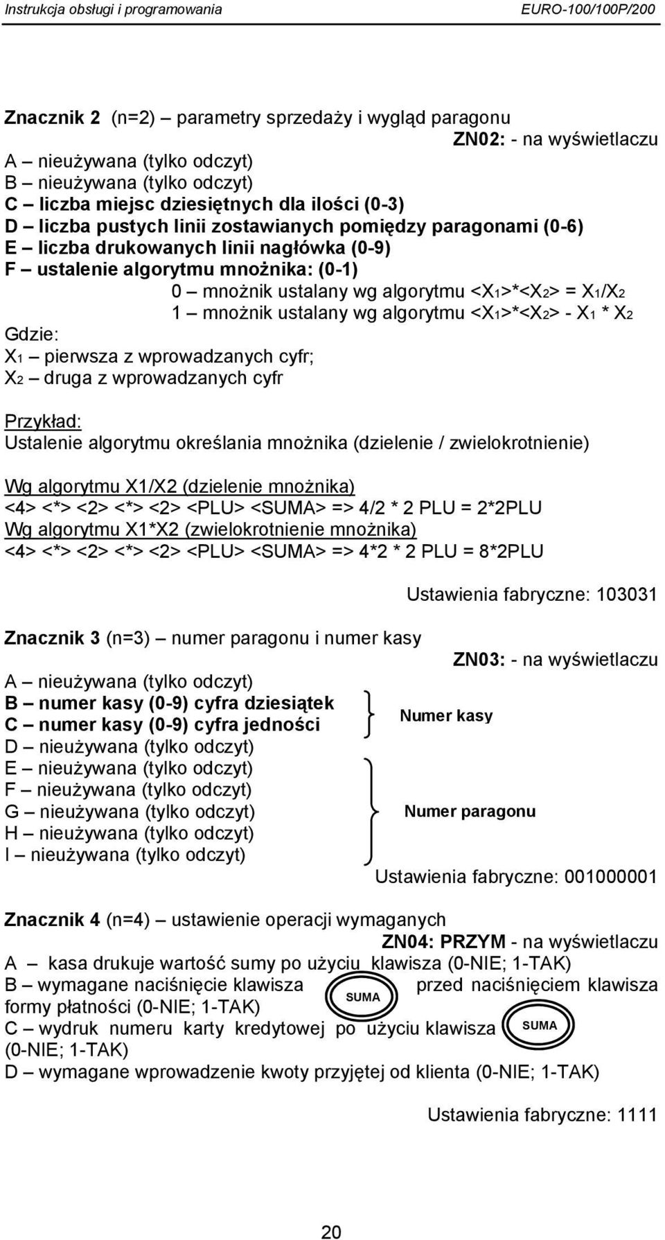 algorytmu <X1>*<X2> - X1 * X2 Gdzie: X1 pierwsza z wprowadzanych cyfr; X2 druga z wprowadzanych cyfr Przykład: Ustalenie algorytmu określania mnożnika (dzielenie / zwielokrotnienie) Wg algorytmu