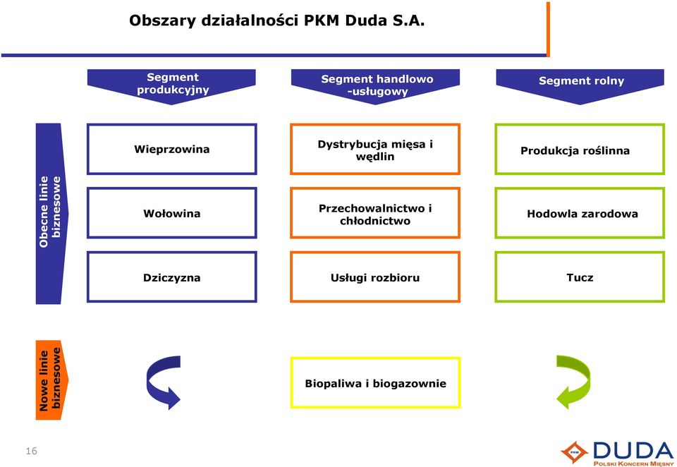 Dystrybucja mięsa i wędlin Produkcja roślinna Obecne linie biznesowe Wołowina