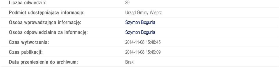 Gminy Wieprz Szymon Bogunia Szymon Bogunia Czas wyt worzenia: 2014-11-08