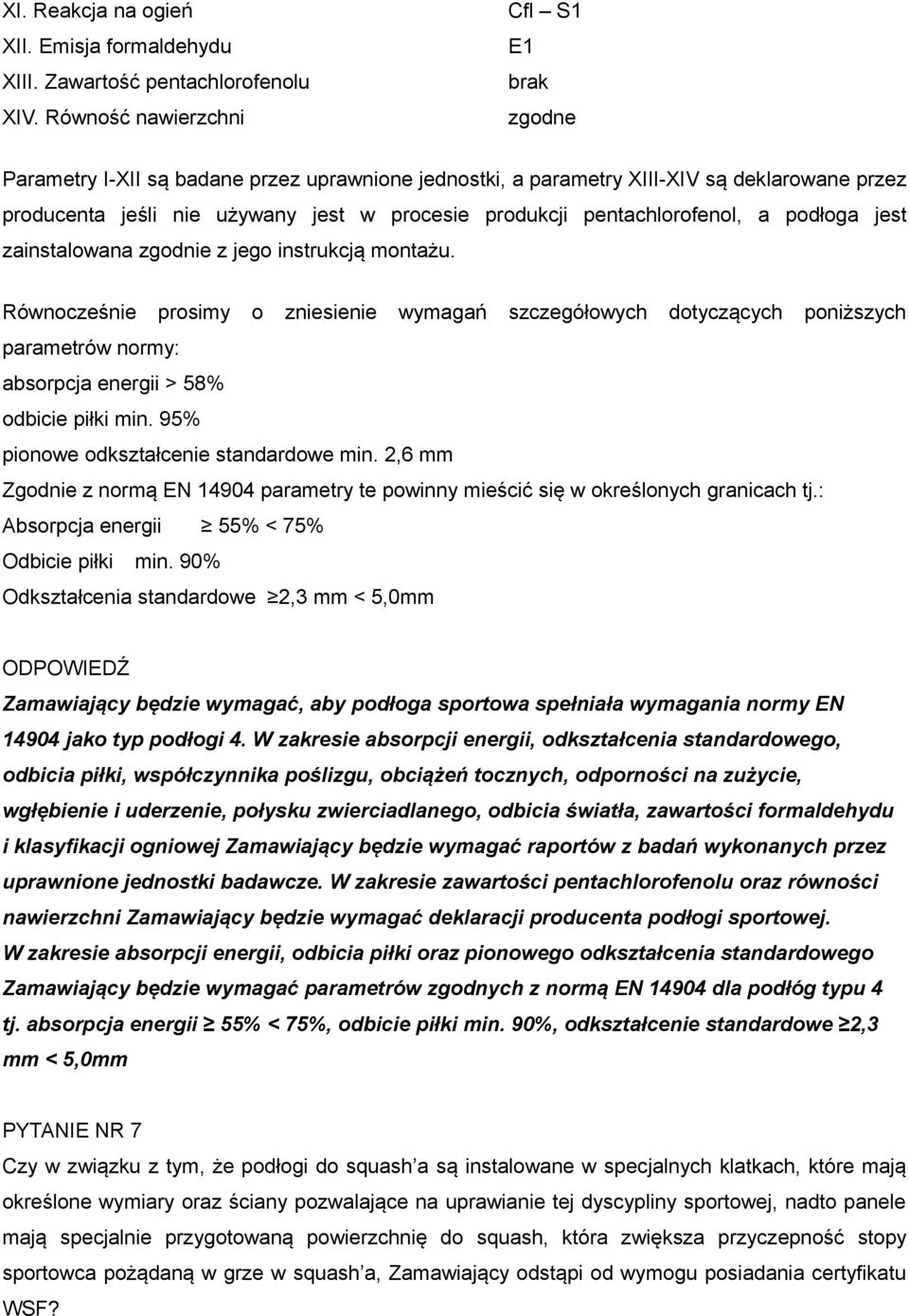 pentachlorofenol, a podłoga jest zainstalowana zgodnie z jego instrukcją montażu.