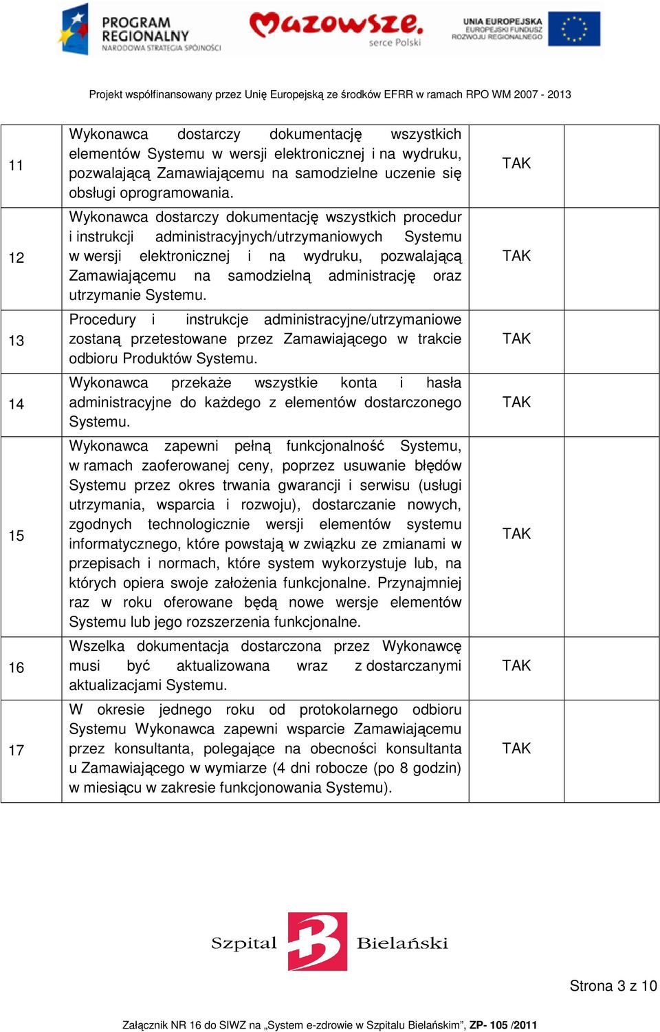 oraz utrzymanie Systemu. Procedury i instrukcje administracyjne/utrzymaniowe zostaną przetestowane przez Zamawiającego w trakcie odbioru Produktów Systemu.