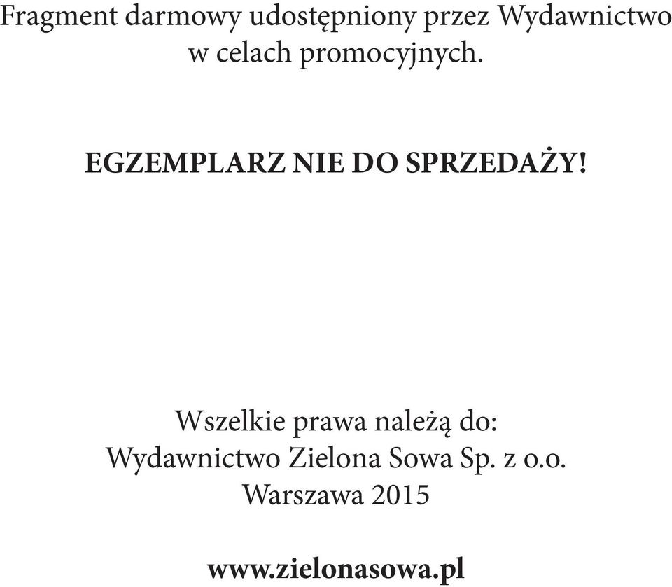 EGZEMLARZ NIE DO SRZEDAŻY!