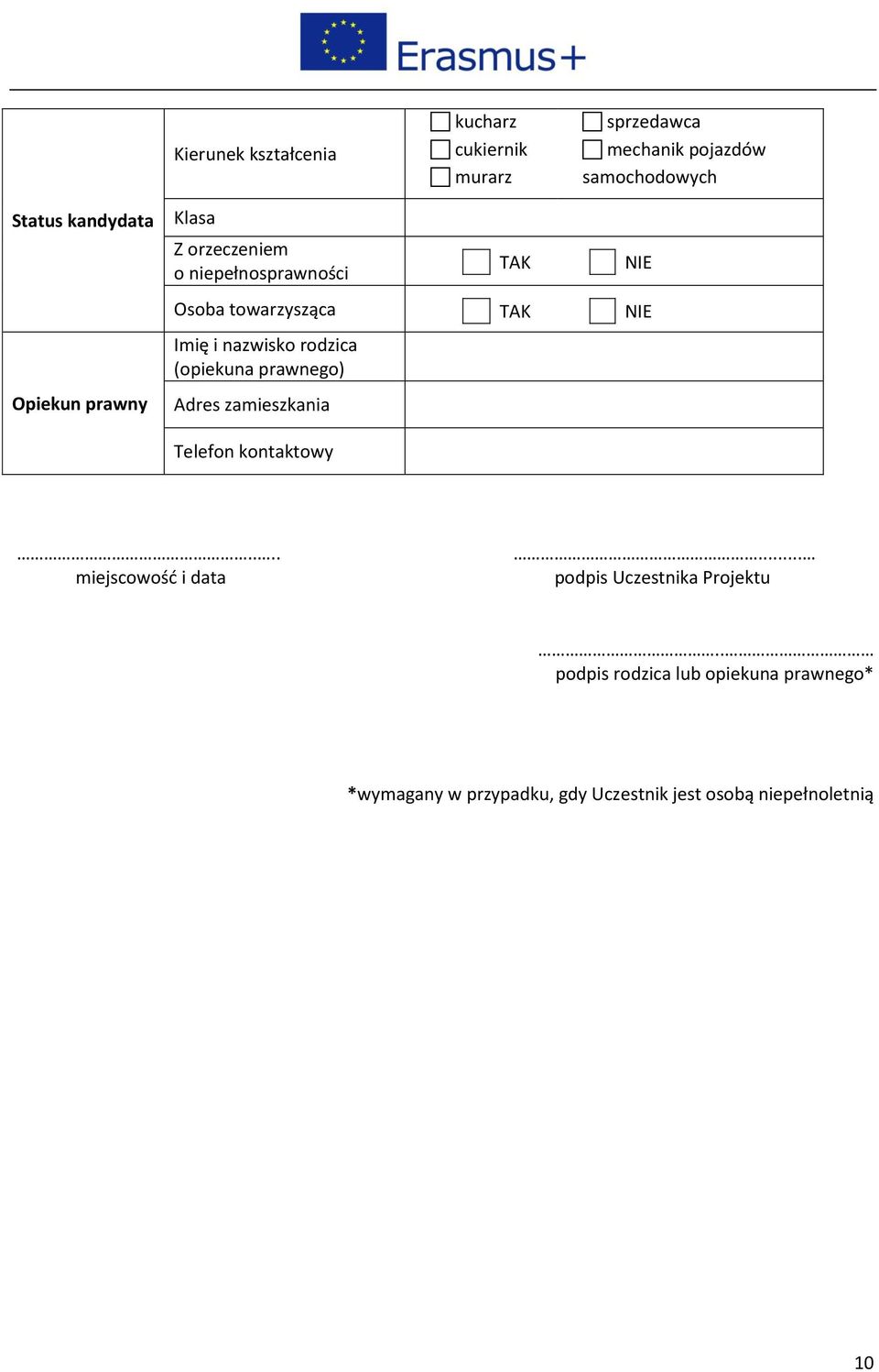 rodzica (opiekuna prawnego) Adres zamieszkania Telefon kontaktowy.... miejscowość i data.