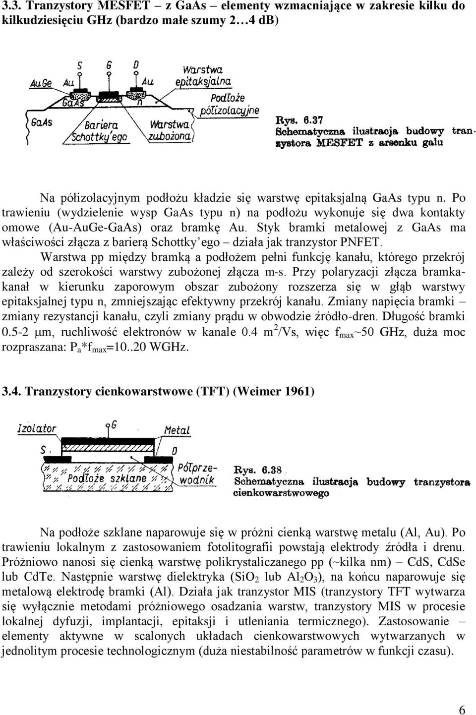 Styk bramki metalowej z GaAs ma właściwości złącza z barierą Schottky ego działa jak tranzystor PNFET.