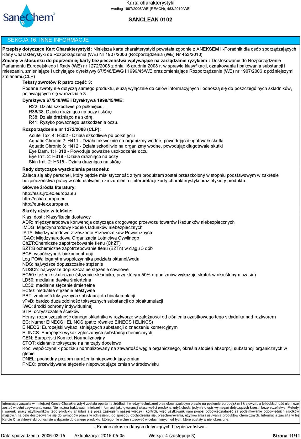 Europejskiego i Rady (WE) nr 1272/2008 z dnia 16 grudnia 2008 r.