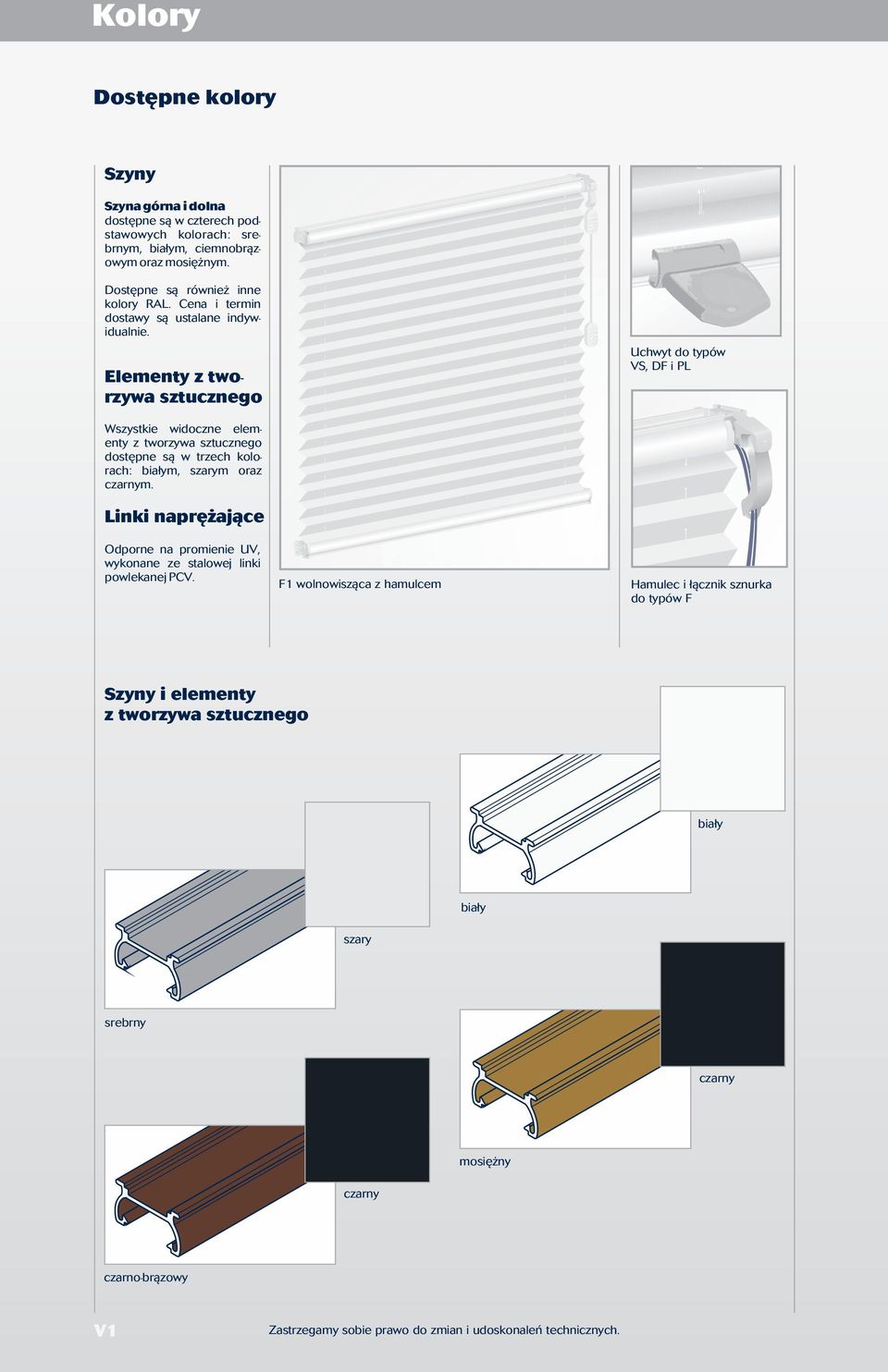 Elementy z twrzywa sztuczneg Uchwyt d typów VS, DF i PL Wszystkie widczne elementy z twrzywa sztuczneg dstępne są w trzech klrach: białym, szarym raz czarnym.