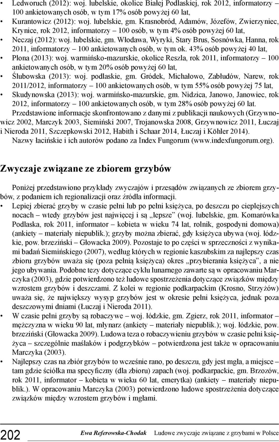 Włodawa, Wyryki, Stary Brus, Sosnówka, Hanna, rok 2011, informatorzy 100 ankietowanych osób, w tym ok. 43% osób powyżej 40 lat, Plona (2013): woj.