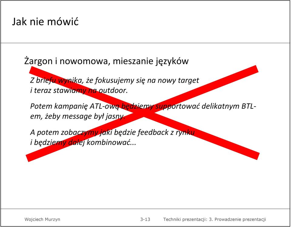 Potem kampanię ATL-ową będziemy supportować delikatnym BTLem, żeby message