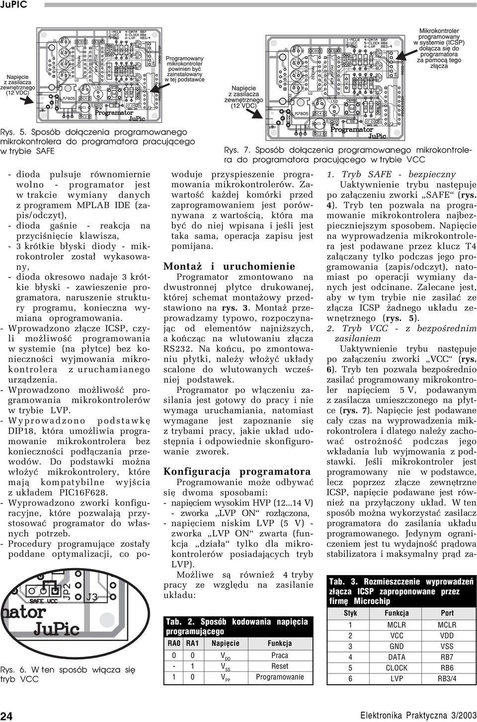 (zapis/odczyt), - dioda gaúnie - reakcja na przyciúniície klawisza, - 3 krûtkie b³yski diody - mikrokontroler zosta³ wykasowany, - dioda okresowo nadaje 3 krûtkie b³yski - zawieszenie programatora,