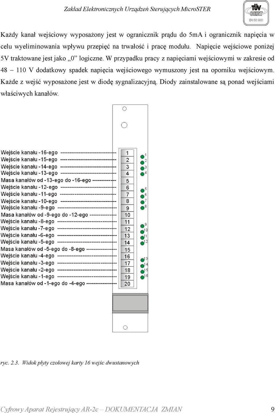 W przypadku pracy z napięciami wejściowymi w zakresie od 48 110 V dodatkowy spadek napięcia wejściowego wymuszony jest na oporniku wejściowym.