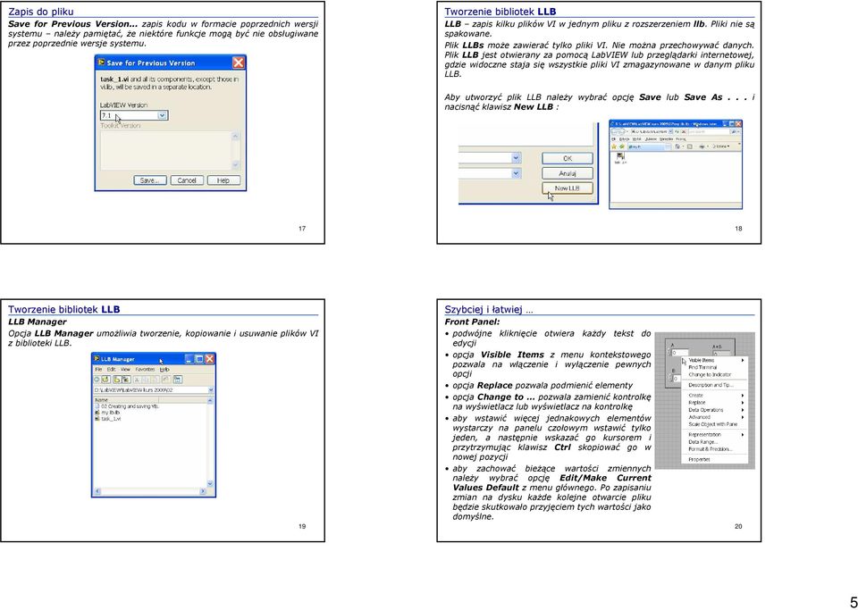 Plik LLB jest otwierany za pomocą LabVIEW lub przeglądarki internetowej, gdzie widoczne staja się wszystkie pliki VI zmagazynowane w danym pliku LLB.