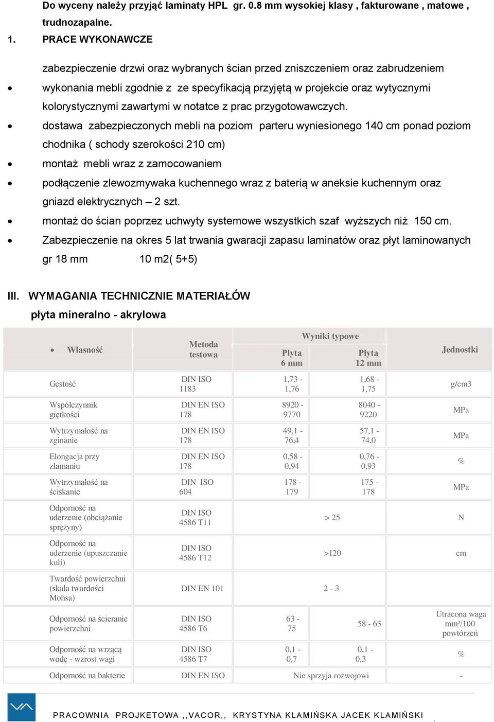 140 cm ponad poziom chodnika ( schody szerokości 210 cm) montaż mebli wraz z zamocowaniem podłączenie zlewozmywaka kuchennego wraz z baterią w aneksie kuchennym oraz gniazd elektrycznych 2 szt montaż