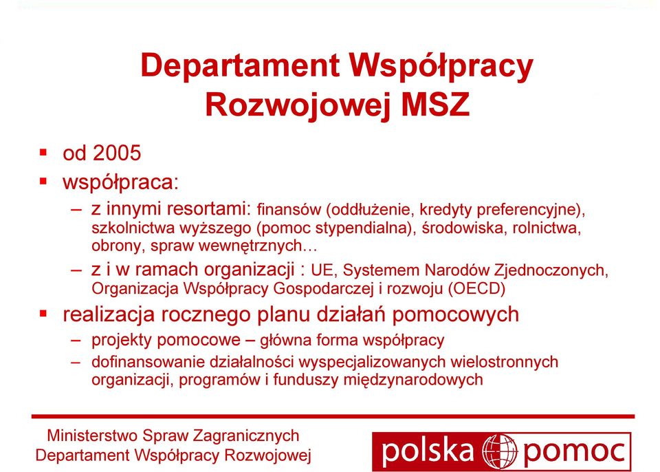 Narodów Zjednoczonych, Organizacja Współpracy Gospodarczej i rozwoju (OECD) realizacja rocznego planu działań pomocowych projekty