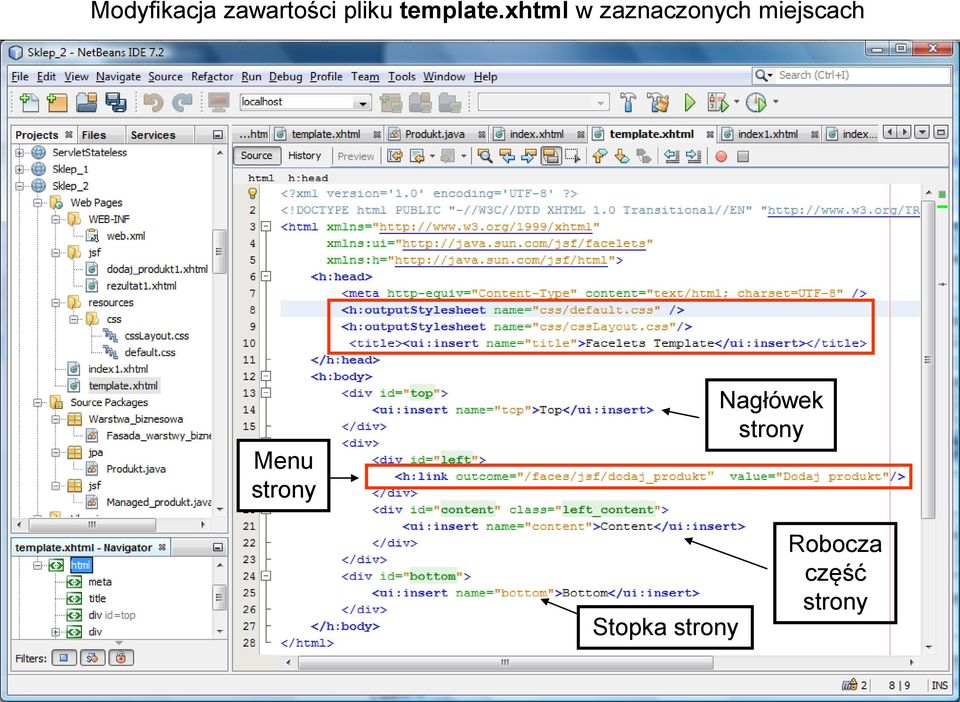 xhtml w zaznaczonych miejscach