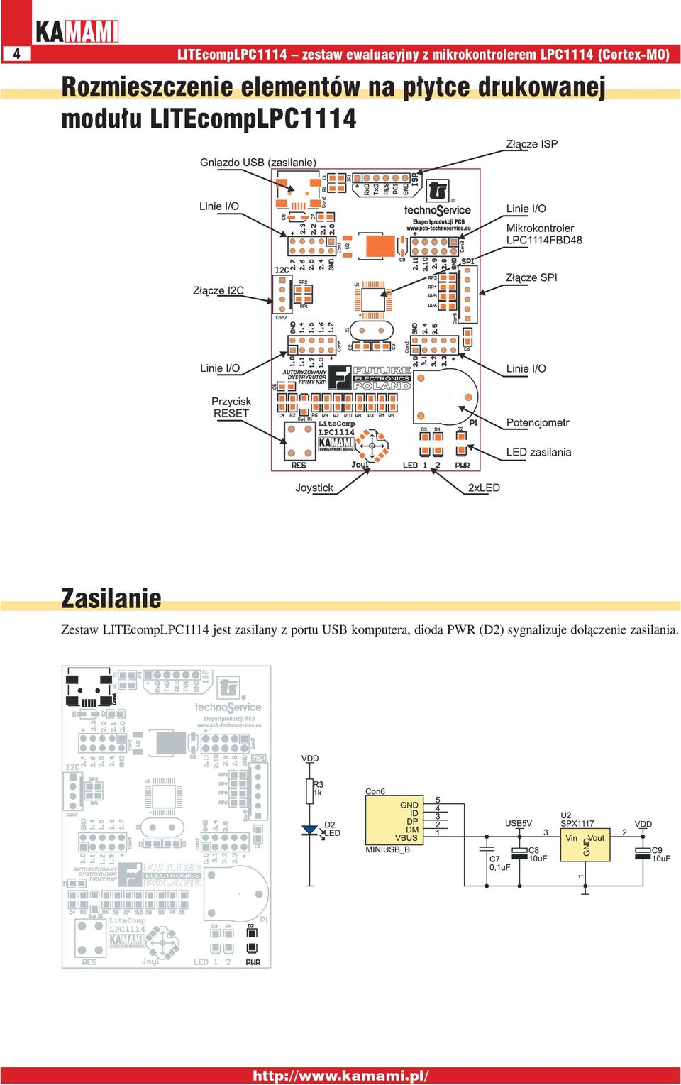 LITEcompLPC1114 Zasilanie Zestaw LITEcompLPC1114 jest zasilany z