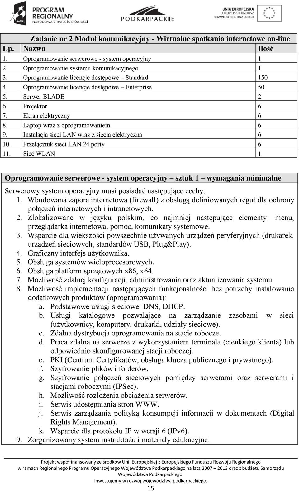 Instalacja sieci LAN wraz z siecią elektryczną 6 10. Przełącznik sieci LAN 24 porty 6 11.