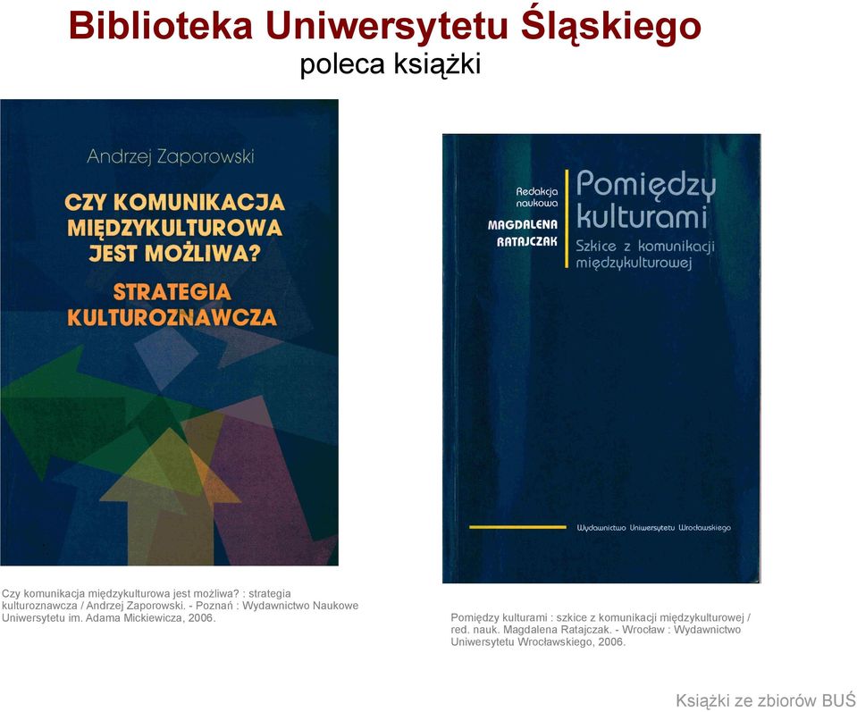 - Poznań : Wydawnictwo Naukowe Uniwersytetu im. Adama Mickiewicza, 2006.