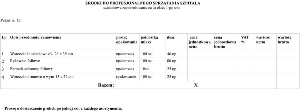 80 op 3 Fartuch ochronny foliowy opakowanie 10szt 25 op 4 Woreczki