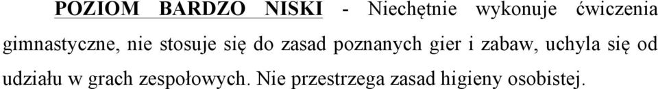 poznanych gier i zabaw, uchyla się od udziału w