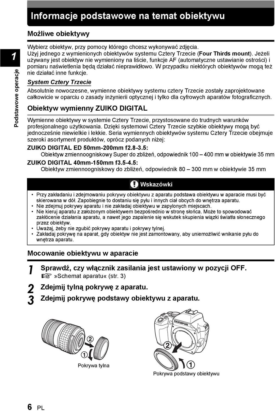 Jeżeli używany jest obiektyw nie wymieniony na liście, funkcje AF (automatyczne ustawianie ostrości) i pomiaru naświetlenia będą działać nieprawidłowo.