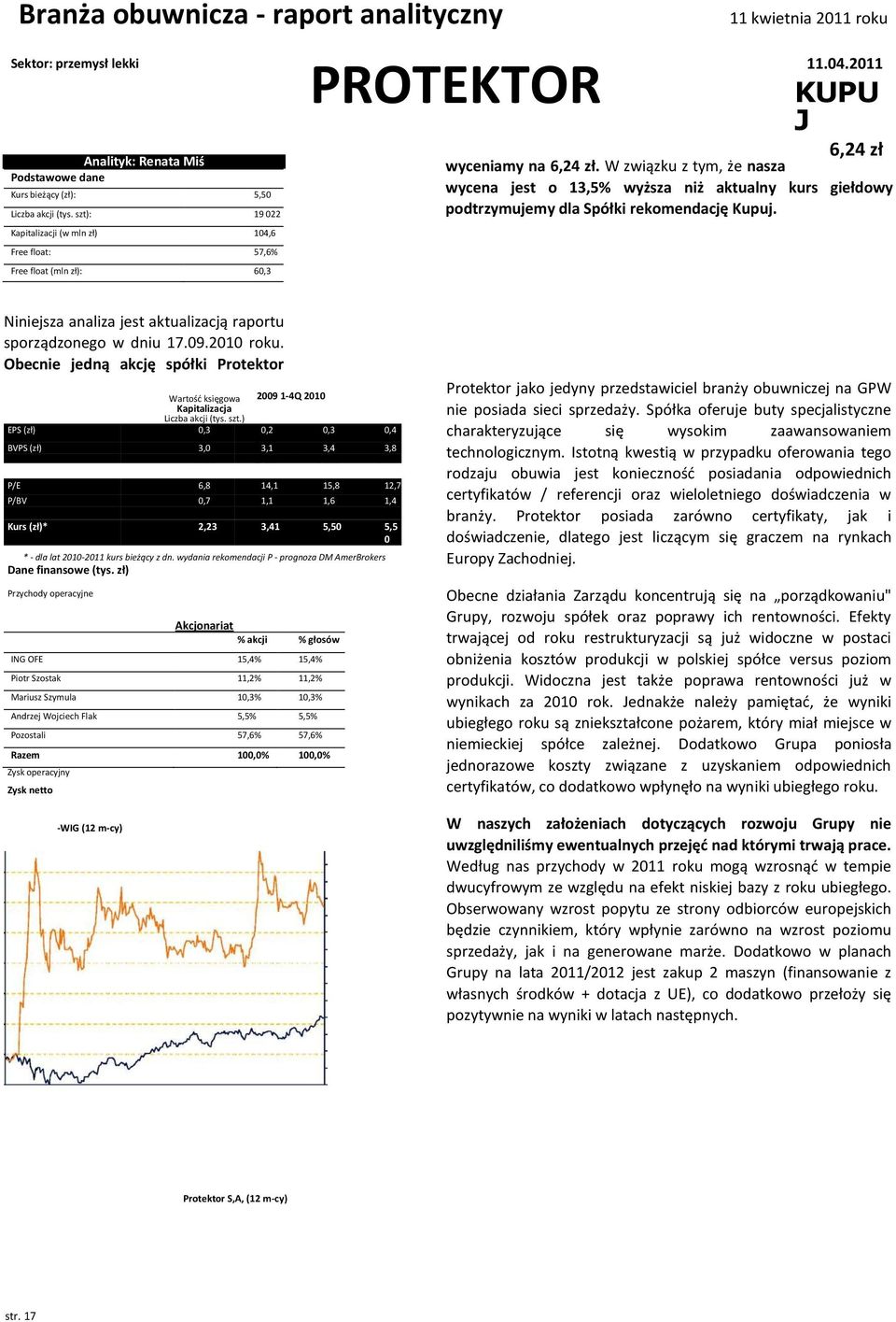 W związku z tym, że nasza wycena jest o 13,5% wyższa niż aktualny kurs giełdowy podtrzymujemy dla Spółki rekomendację Kupuj. Niniejsza analiza jest aktualizacją raportu sporządzonego w dniu 17.09.