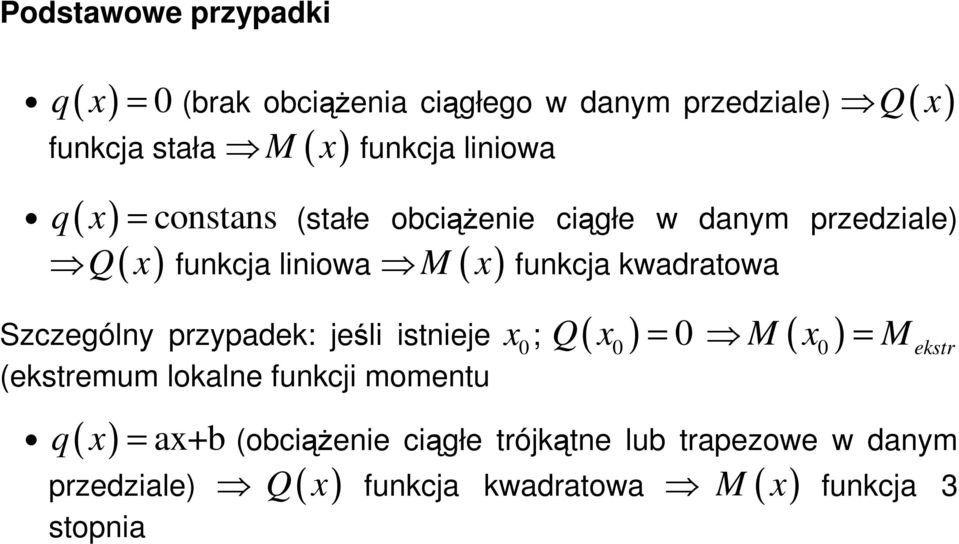 ( ) Szczególny przypadek: jeśli istnieje 0 (ekstremum lokalne funkcji momentu ; Q( ) = M ( ) 0 0 ( ) a+b