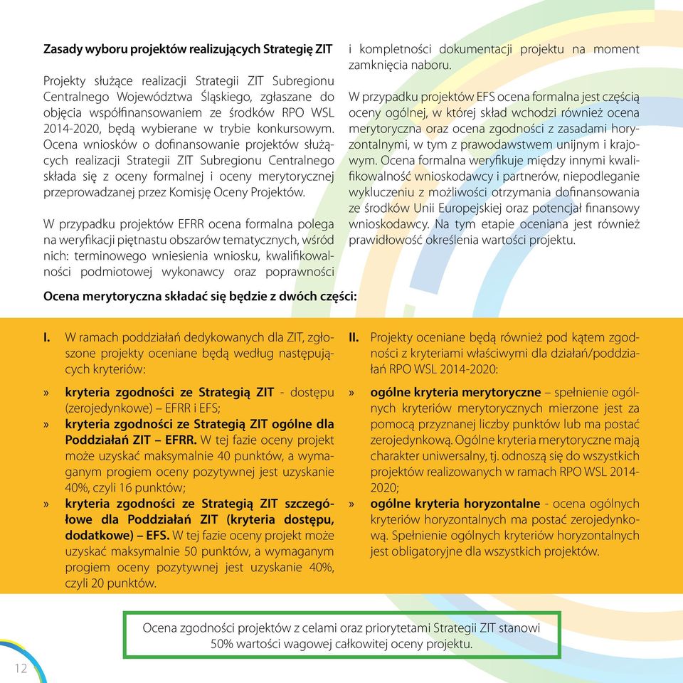 Ocena wniosków o dofinansowanie projektów służących realizacji Strategii ZIT Subregionu Centralnego składa się z oceny formalnej i oceny merytorycznej przeprowadzanej przez Komisję Oceny Projektów.