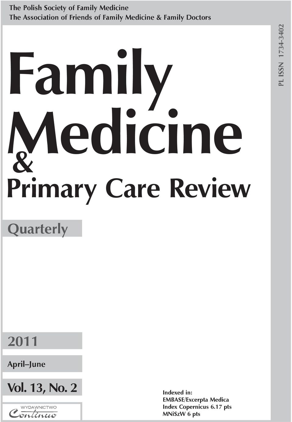 & Primary Care Review Quarterly 2011 April June Vol. 13, No.