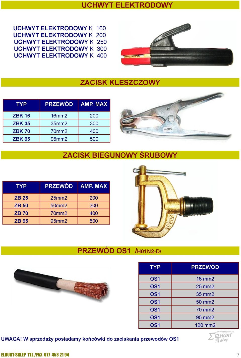 MAX ZBK 1 1mm2 200 ZBK 35 35mm2 300 ZBK 70 70mm2 400 ZBK 95 95mm2 500 ZACISK BIEGUNOWY ŚRUBOWY TYP PRZEWÓD AMP.