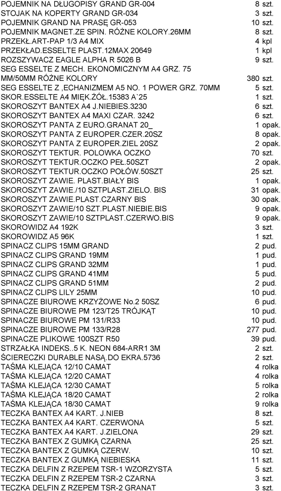 15383 A`25 SKOROSZYT BANTEX A4 J.NIEBIES.3230 SKOROSZYT BANTEX A4 MAXI CZAR. 3242 SKOROSZYT PANTA Z EURO.GRANAT 20_ SKOROSZYT PANTA Z EUROPER.CZER.20SZ SKOROSZYT PANTA Z EUROPER.