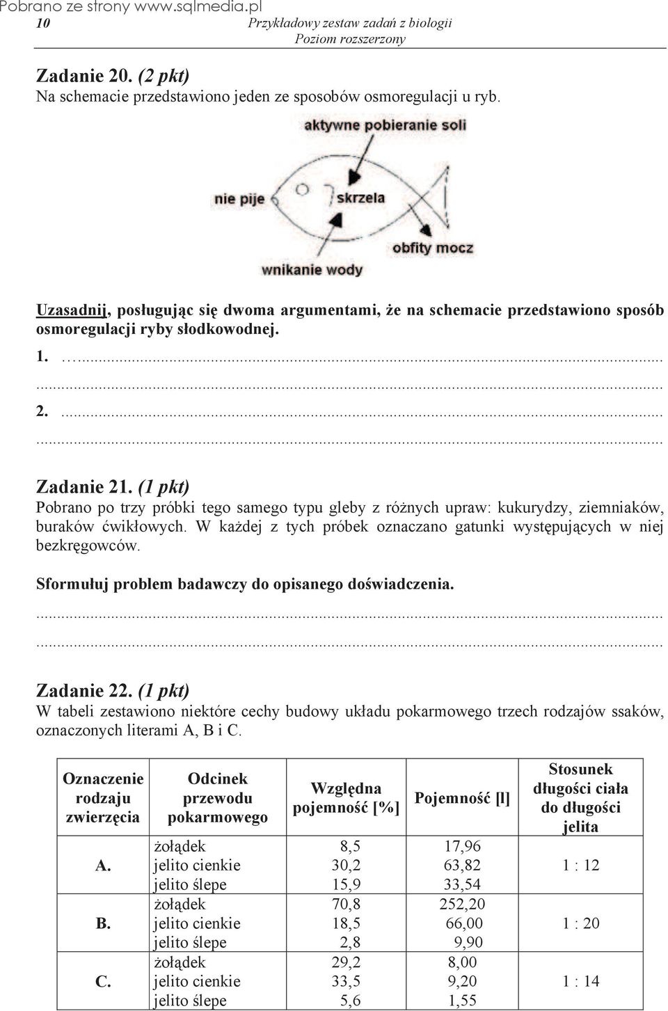 (1 pkt) Pobrano po trzy próbki tego samego typu gleby z ró nych upraw: kukurydzy, ziemniaków, buraków wik owych. W ka dej z tych próbek oznaczano gatunki wyst puj cych w niej bezkr gowców.