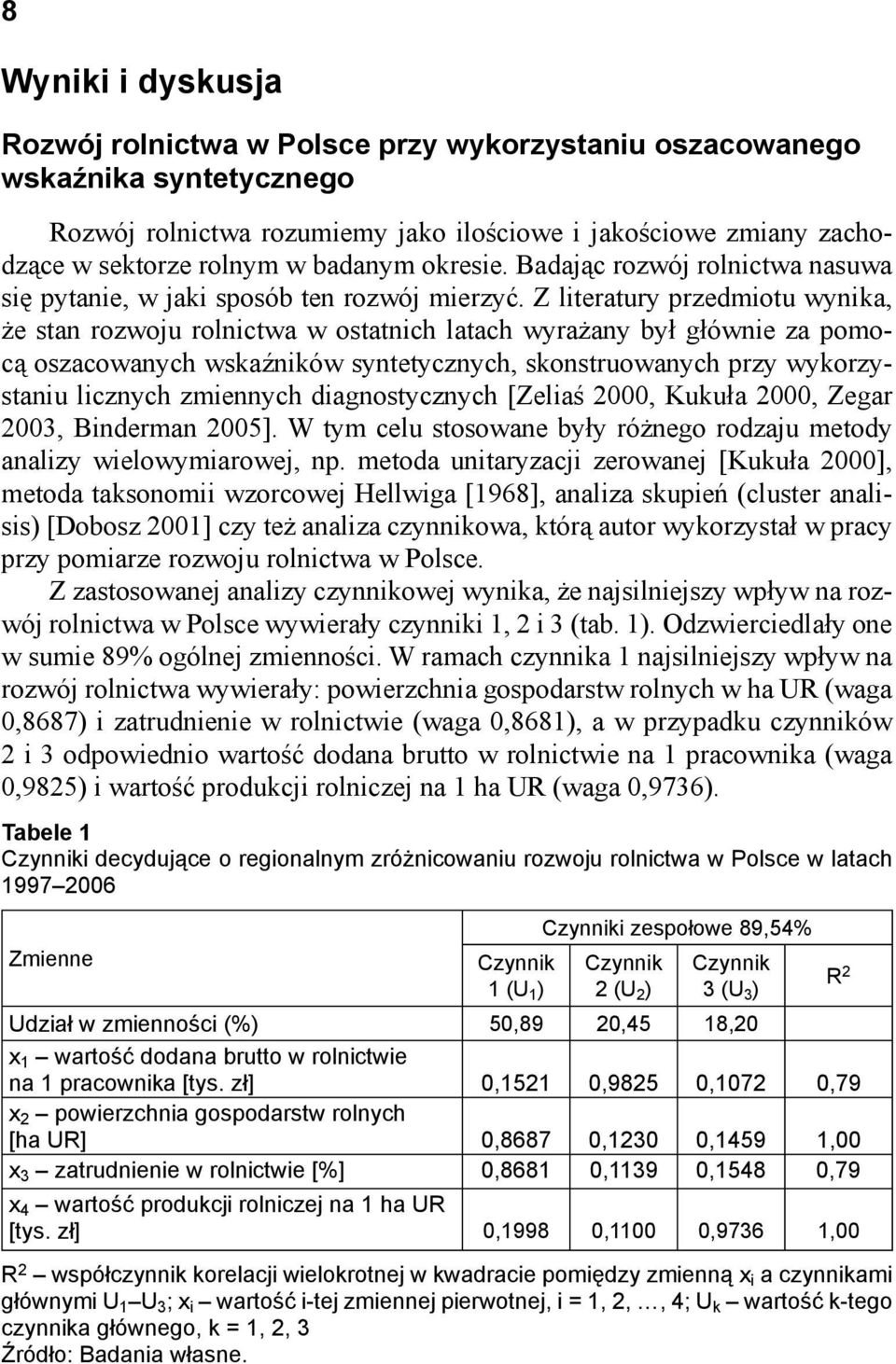 Z literatury przedmiotu wynika, że stan rozwoju rolnictwa w ostatnich latach wyrażany był głównie za pomocą oszacowanych wskaźników syntetycznych, skonstruowanych przy wykorzystaniu licznych