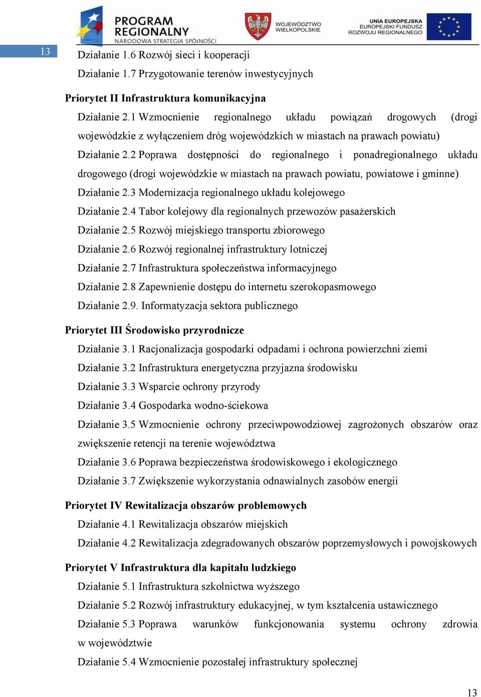 2 Poprawa dostępności do regionalnego i ponadregionalnego układu drogowego (drogi wojewódzkie w miastach na prawach powiatu, powiatowe i gminne) Działanie 2.