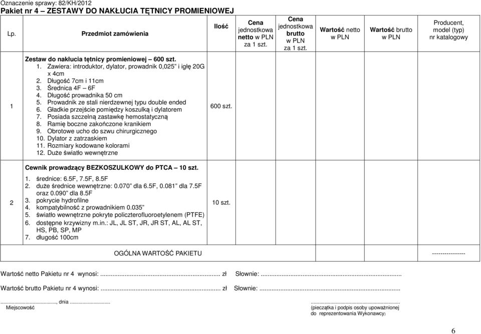 Ramię boczne zakończone kranikiem 9. Obrotowe ucho do szwu chirurgicznego 0. Dylator z zatrzaskiem. Rozmiary kodowane kolorami 2. Duże światło wewnętrzne 600 szt.