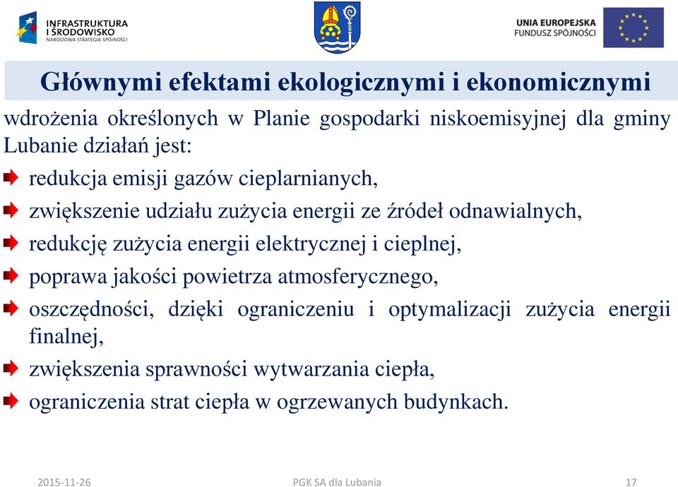 elektrycznej i cieplnej, poprawa jakości powietrza atmosferycznego, oszczędności, dzięki ograniczeniu i optymalizacji zużycia