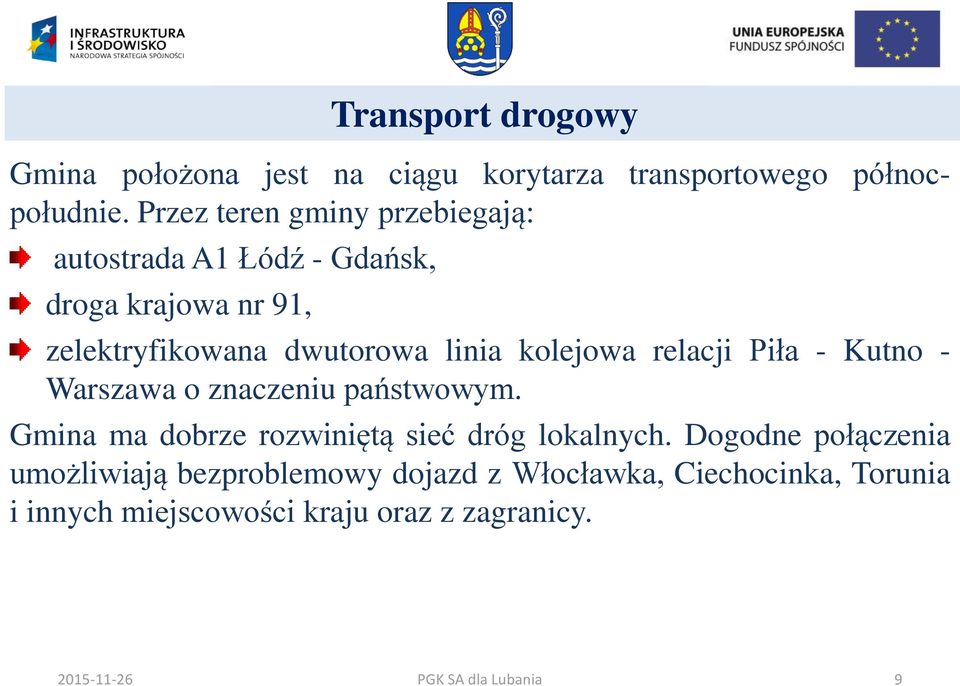 kolejowa relacji Piła - Kutno - Warszawa o znaczeniu państwowym. Gmina ma dobrze rozwiniętą sieć dróg lokalnych.