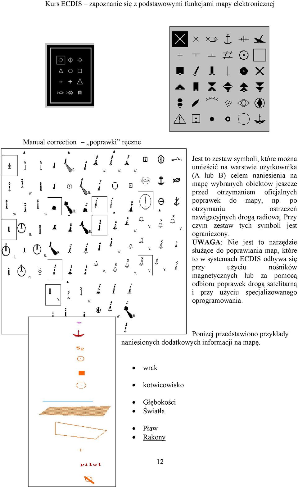 UWAGA: Nie jest to narzędzie służące do poprawiania map, które to w systemach ECDIS odbywa się przy użyciu nośników magnetycznych lub za pomocą odbioru poprawek drogą