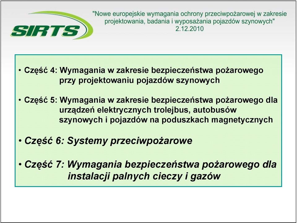 elektrycznych trolejbus, autobusów szynowych i pojazdów na poduszkach magnetycznych Część