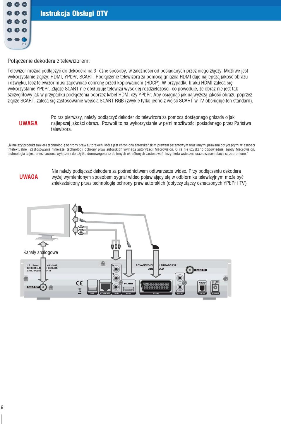 W przypadku braku HDMI zaleca się wykorzystanie YPbPr.