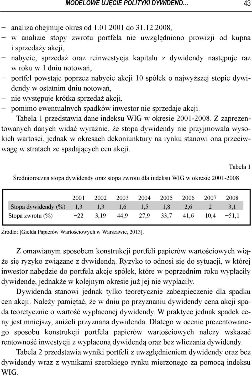 powstaje poprzez nabycie akcji 10 spółek o najwyższej stopie dywidendy w ostatnim dniu notowań, nie występuje krótka sprzedaż akcji, pomimo ewentualnych spadków inwestor nie sprzedaje akcji.