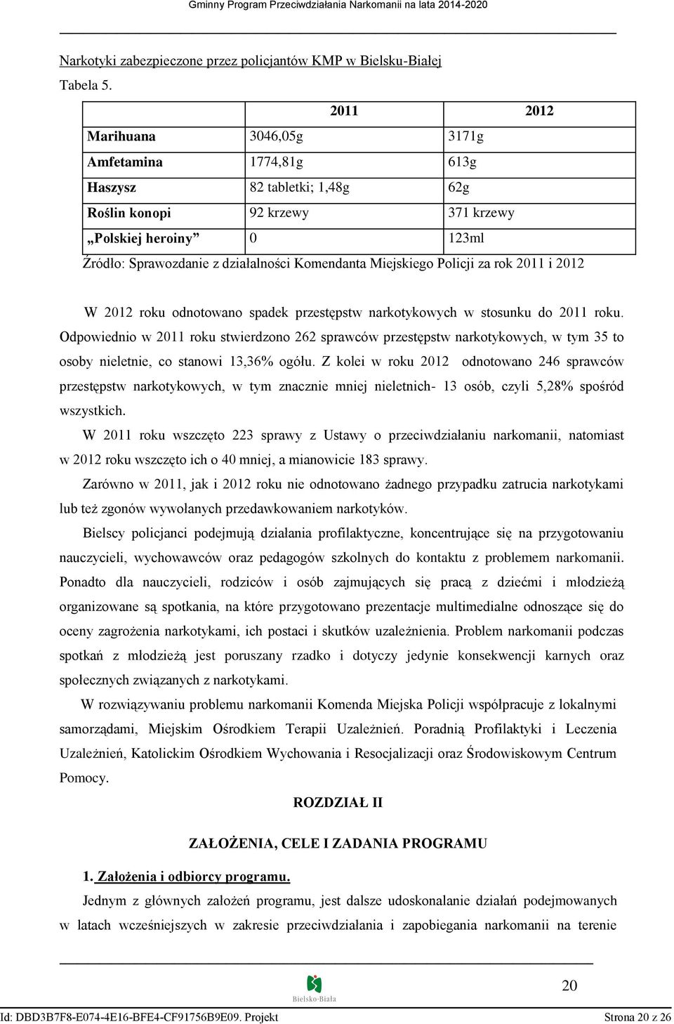 Miejskiego Policji za rok 2011 i 2012 W 2012 roku odnotowano spadek przestępstw narkotykowych w stosunku do 2011 roku.