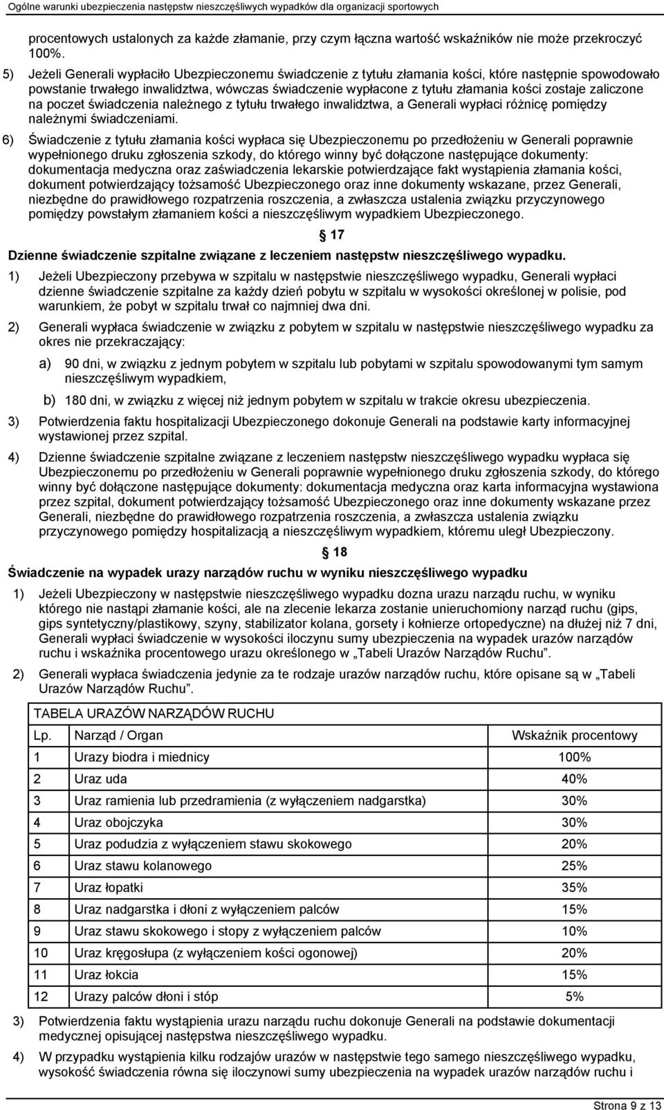 zostaje zaliczone na poczet świadczenia należnego z tytułu trwałego inwalidztwa, a Generali wypłaci różnicę pomiędzy należnymi świadczeniami.