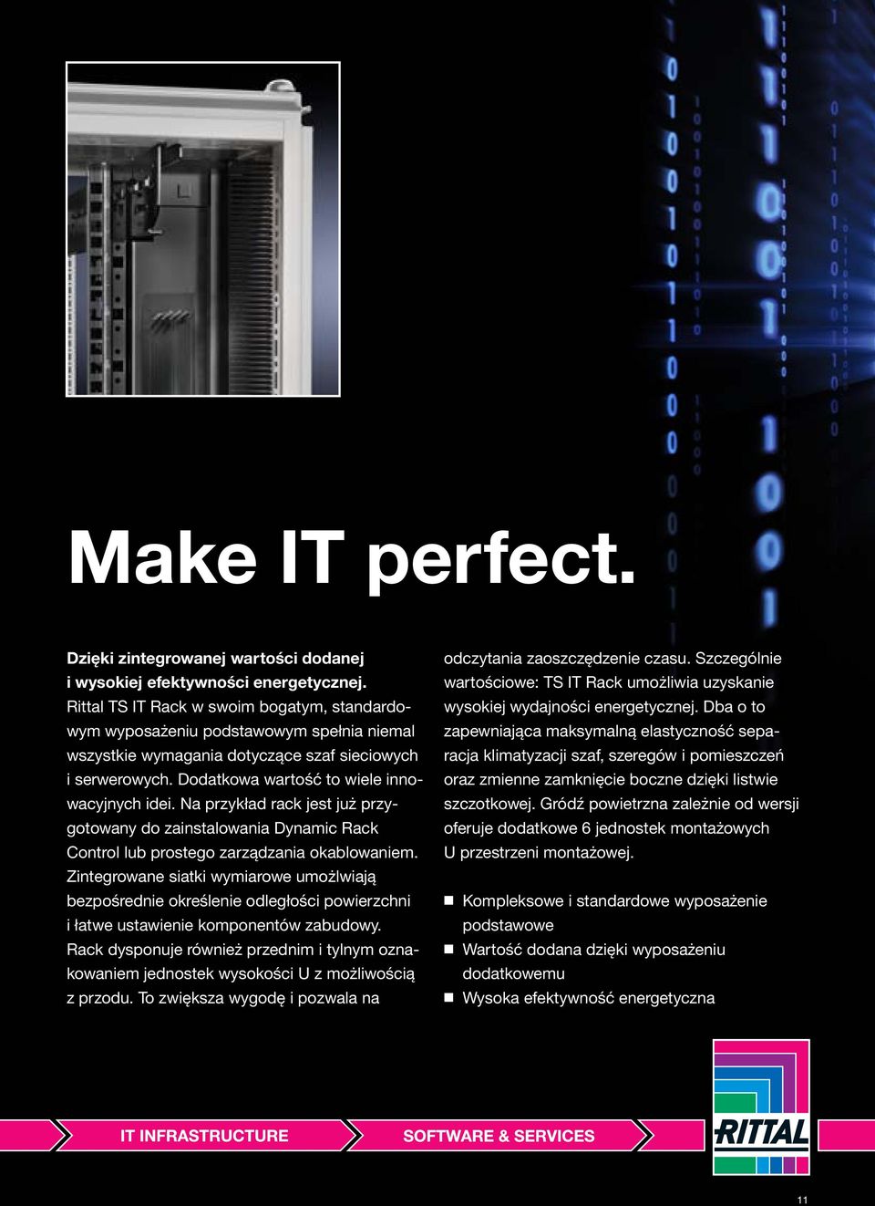 Na przykład rack jest już przygotowany do zainstalowania Dynamic Rack Control lub prostego zarządzania okablowaniem.