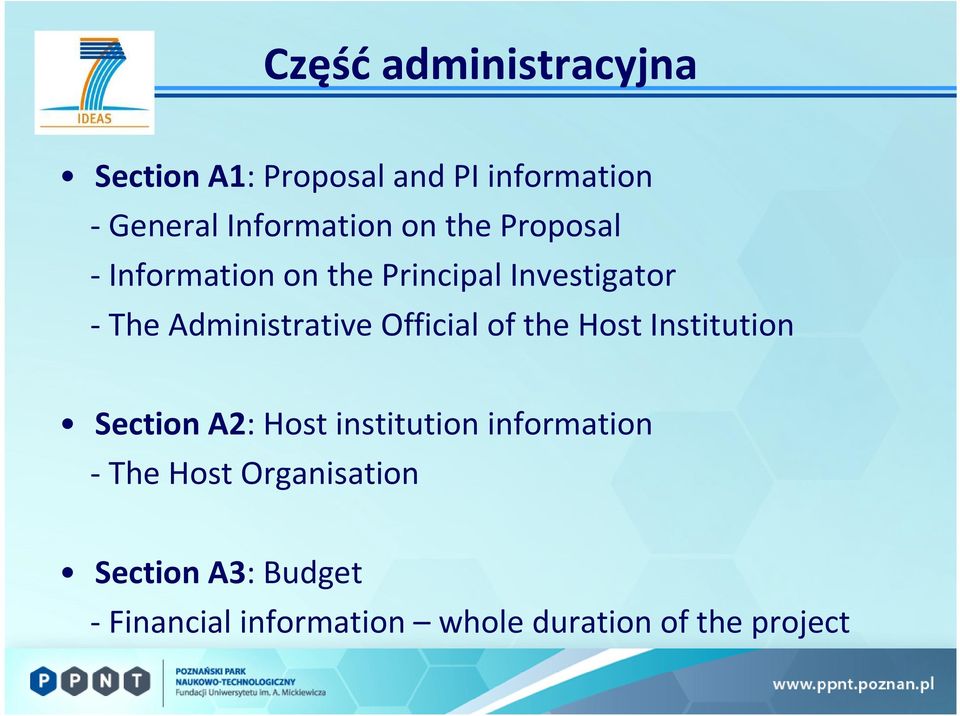 Official of the Host Institution Section A2: Host institution information - The