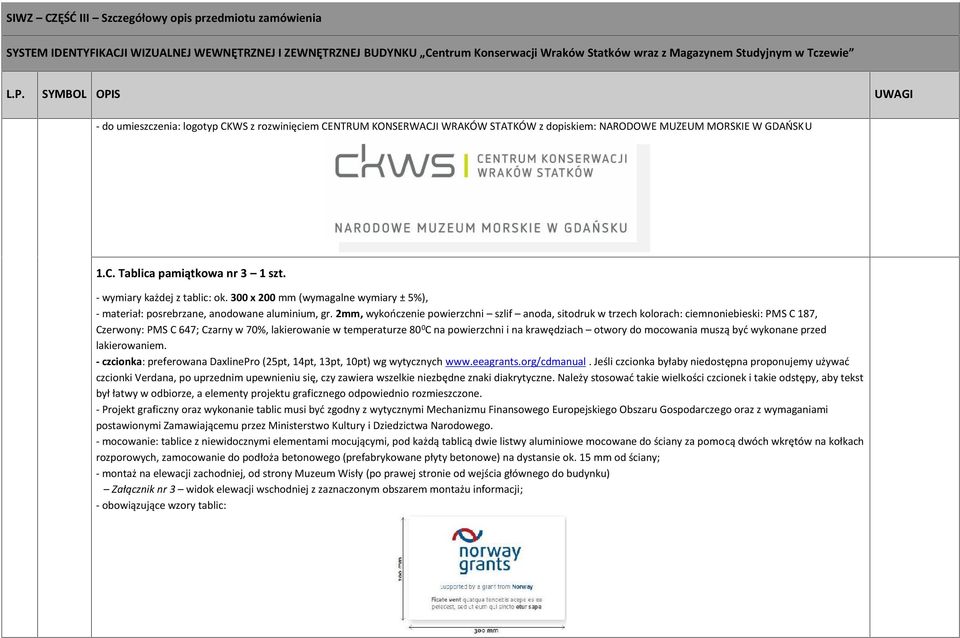 2mm, wykończenie powierzchni szlif anoda, sitodruk w trzech kolorach: ciemnoniebieski: PMS C 187, Czerwony: PMS C 647; Czarny w 70%, lakierowanie w temperaturze 80 0 C na powierzchni i na krawędziach