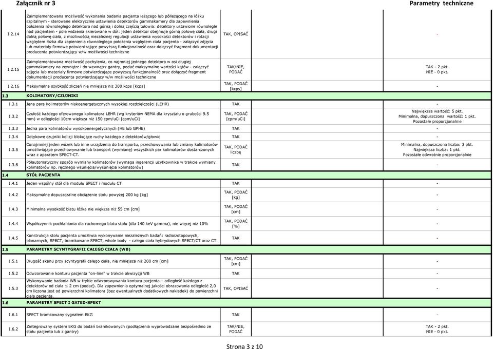 ciała, z moŝliwością niezaleŝnej regulacji ustawienia wysokości detektorów i rotacji względem łóŝka dla zapienienia równoległego połoŝenia względem ciała pacjenta załączyć zdjęcia lub materiały